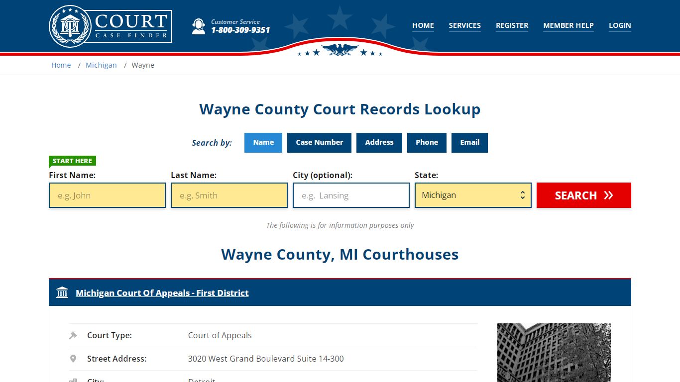 Wayne County Court Records | MI Case Lookup - CourtCaseFinder.com